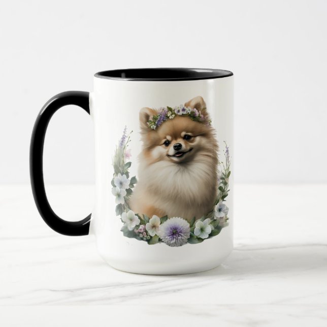 TAZA HERMOSO COLOR DE AGUA DE FLUJO POMERANIANO (Izquierda)