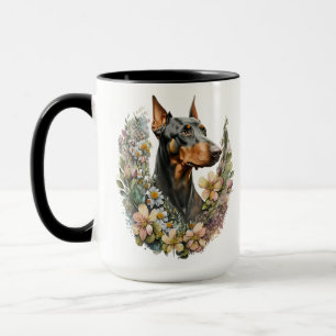 TAZA HERMOSO COLOR DE AGUA DOBERMAN PINSCHER DOG