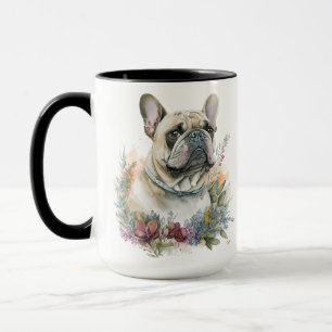 TAZA HERMOSO COLOR DE AGUA PERRO BULLDOG FRANCÉS