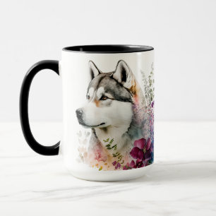 TAZA HERMOSO COLOR DE AGUA SIBERIANO PERRO HUSKY