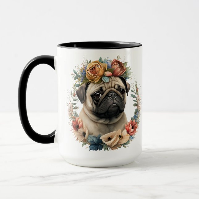 TAZA HERMOSO COLOR DE AGUA TAN PUG DOG FACE (Izquierda)