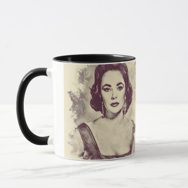 Taza Hermoso dibujo de Elizabeth Taylor (Izquierda)