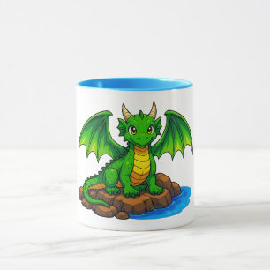 Taza Hermoso dragón verde