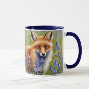 Taza Hermoso Fox en la pradera de Bluebell