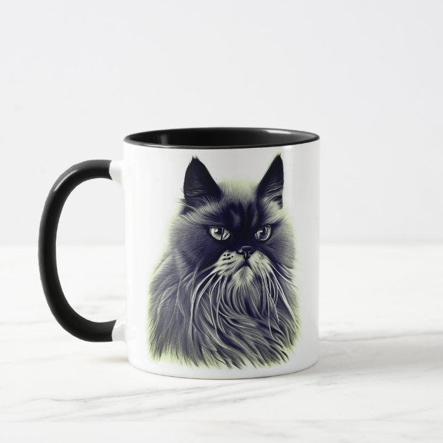 Taza Hermoso gato persa en blanco y negro (Izquierda)