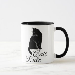 Taza Hermoso gato sentado en la espalda con el texto "R