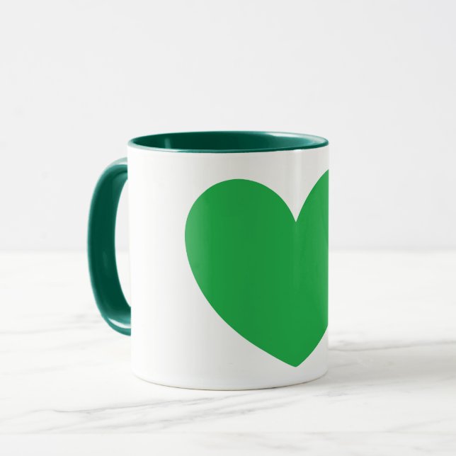 Taza Hermoso Gran Corazón Verde Diseño Café Mug (Anverso izquierdo)