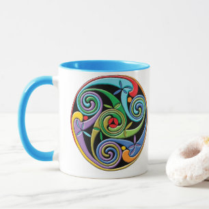 Taza Hermoso Mandala Celta con Remolinos Coloridos