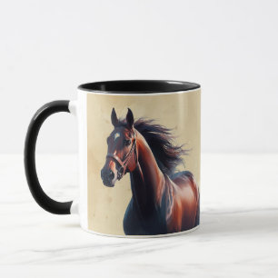 Taza Hermoso nombre personalizado de caballo marrón