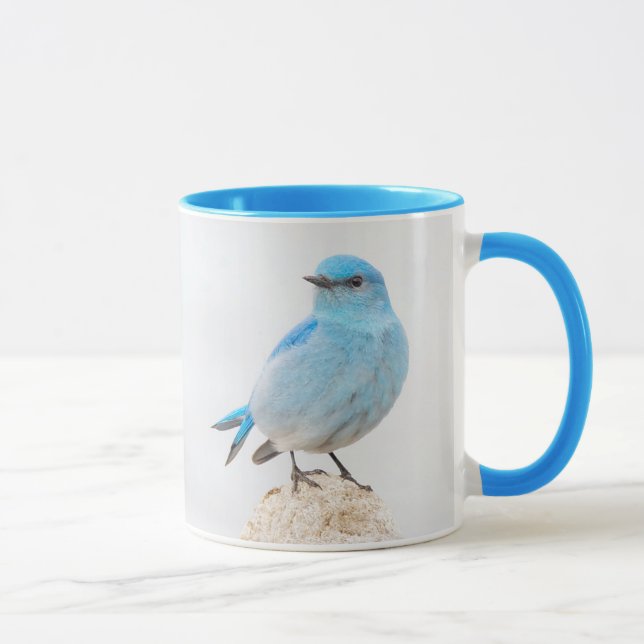 Taza Hermoso pájaro azul de montaña en un Stump (Derecha)