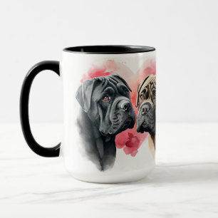 TAZA HERMOSO PAR DE PERROS DE CORSO DE CAÑA DE COLOR AC