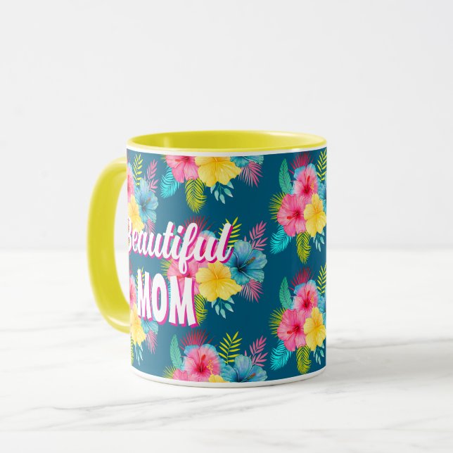 Taza Hermoso paraíso tropical de flores de mamá (Anverso izquierdo)
