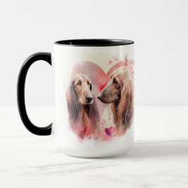 TAZA HERMOSO PAREJA DE COLOR ACUÁTICO DE PERROS AFGANOS