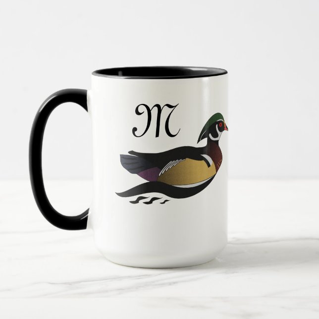 Taza Hermoso Pato De Madera Nadando (Izquierda)