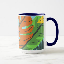 Taza Hermoso patrón botánico creativo lindo azul