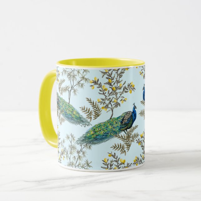 Taza Hermoso patrón de pavo real (Anverso izquierdo)