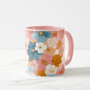 Taza Hermoso patrón floral pastel