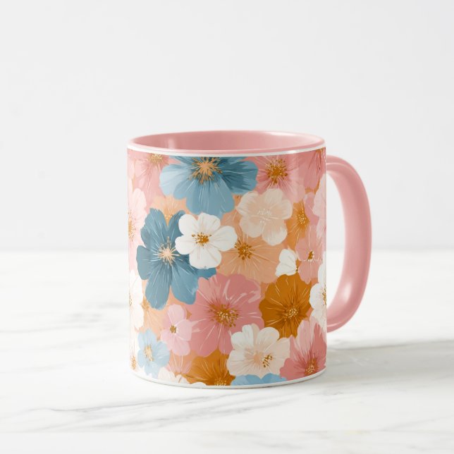 Taza Hermoso patrón floral pastel (Anverso derecho)
