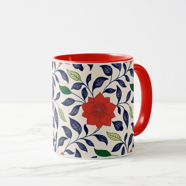 Taza Hermoso patrón floral rojo (Anverso derecho)