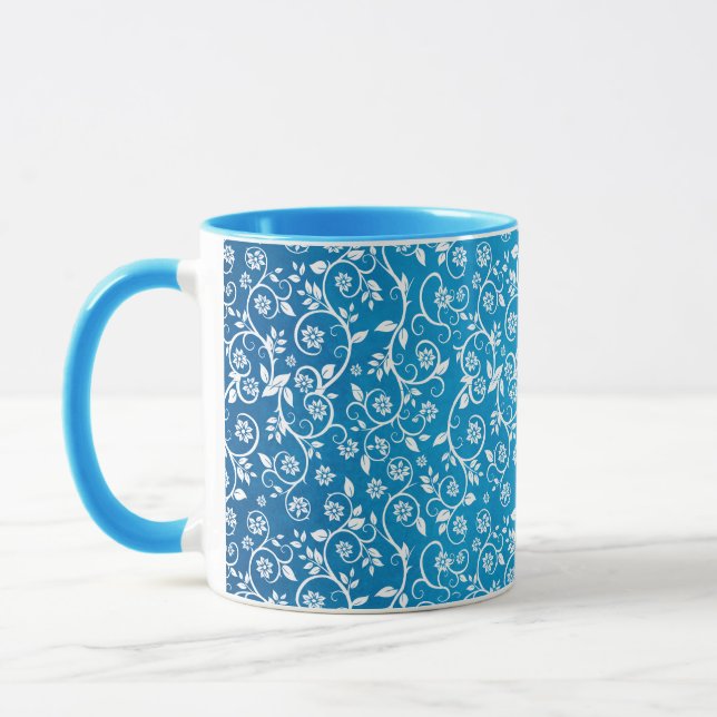 Taza Hermoso patrón geométrico azul (Izquierda)
