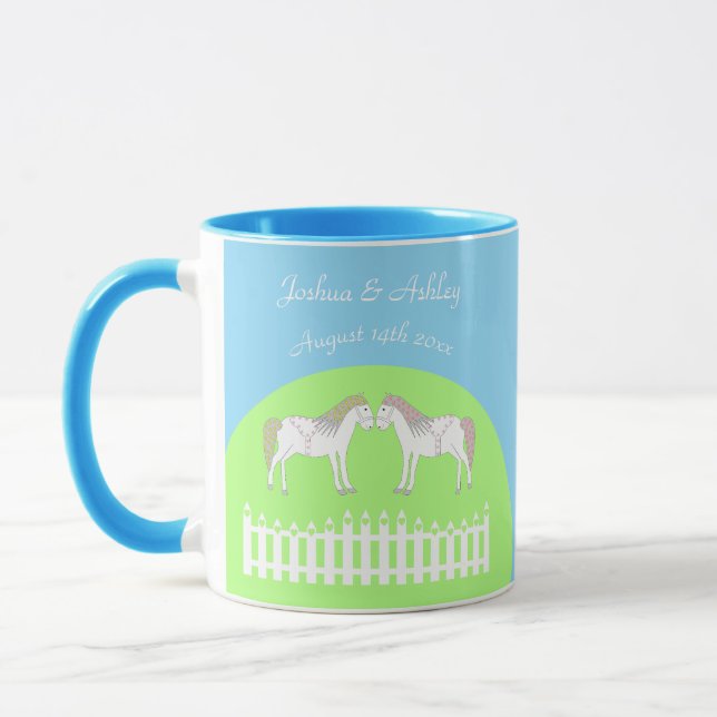 Taza Hermoso Personalizado de caballos Boda blanco (Izquierda)