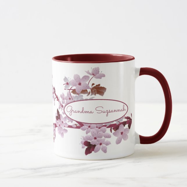 Taza Hermoso Personalizado de flores de cerezo rosa (Derecha)