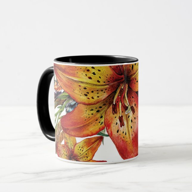 Taza Hermoso Personalizado de Moda de Lily Flower Boho (Anverso izquierdo)