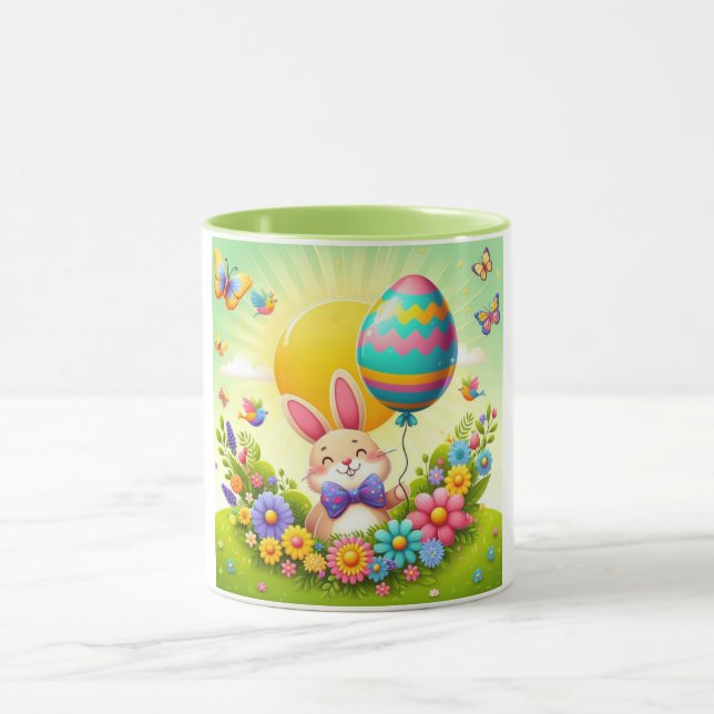 Taza Hermoso y colorido conejito de Pascua (Centro)