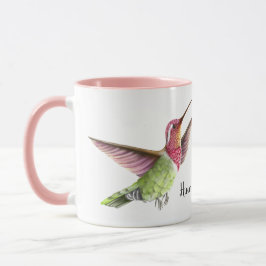 Taza hermosos colibríes en vuelo