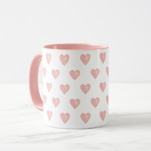Taza Hermosos corazones rosados en blanco