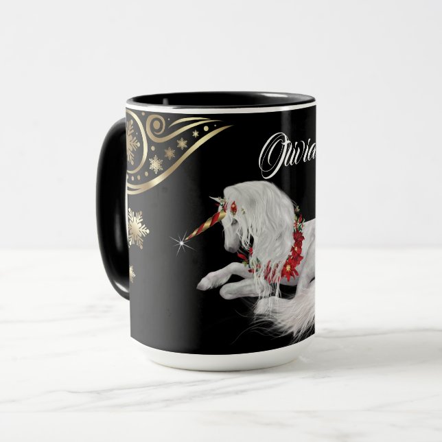 Taza Hermosos Navidades de fantasía Unicorn (Anverso izquierdo)