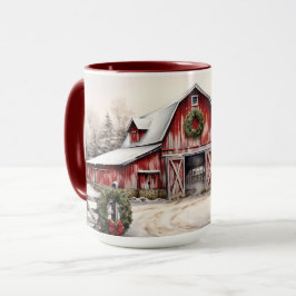 Taza Hermosos Navidades del Barn Rojo Rústico de Invier