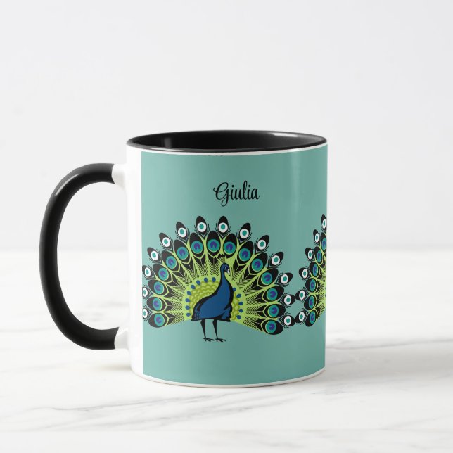 Taza Hermosos Peacocks Gloria Completa Con Monograma No (Izquierda)