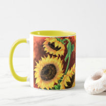 Hermosos tres girasoles - Arte de pintura improvis