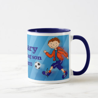 Taza Héroe del fútbol del hijo mugre azul