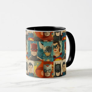 Taza Héroes de cómics antiguos en colores retro