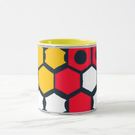 Taza Hexagones de la bruma roja y amarilla