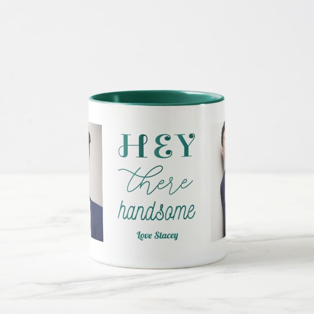 Taza Hey Guapo Cita Green White Photo (Centro)
