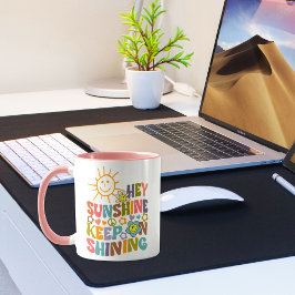 Taza Hey Sunshine, Flores de moda Retro Vegan