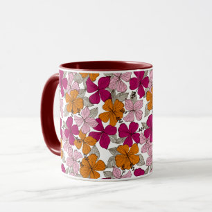 Taza Hibisco Tropical Floral Burgundy de Dos Tonos Vibr