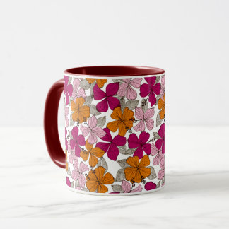 Taza Hibisco Tropical Floral Burgundy de Dos Tonos Vibr