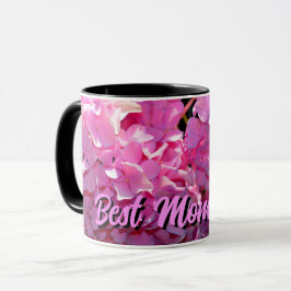 Taza Hidráneas románticas de color rosa floral y elegan