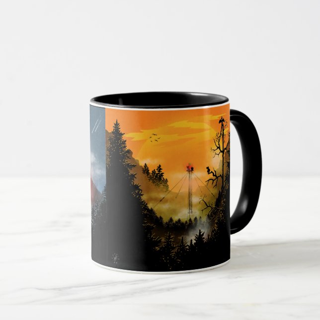 Taza High-rise building behind the mountains (Anverso derecho)