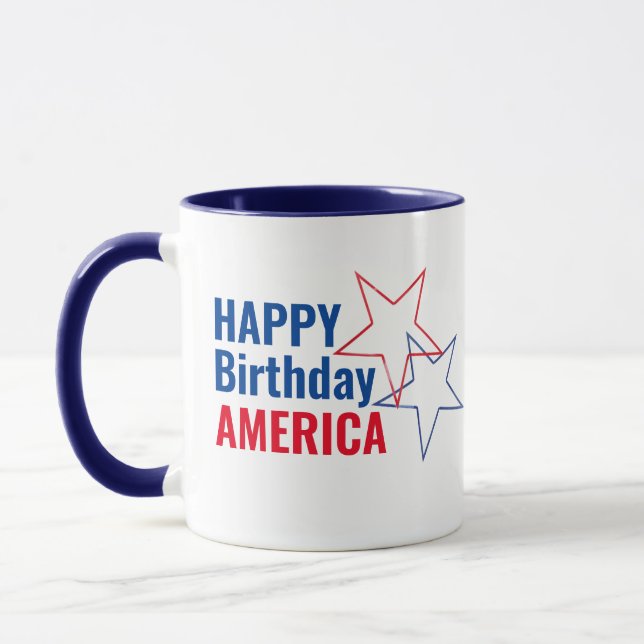 Taza Hip Happy Birthday America 4 de julio Patriótico d (Izquierda)