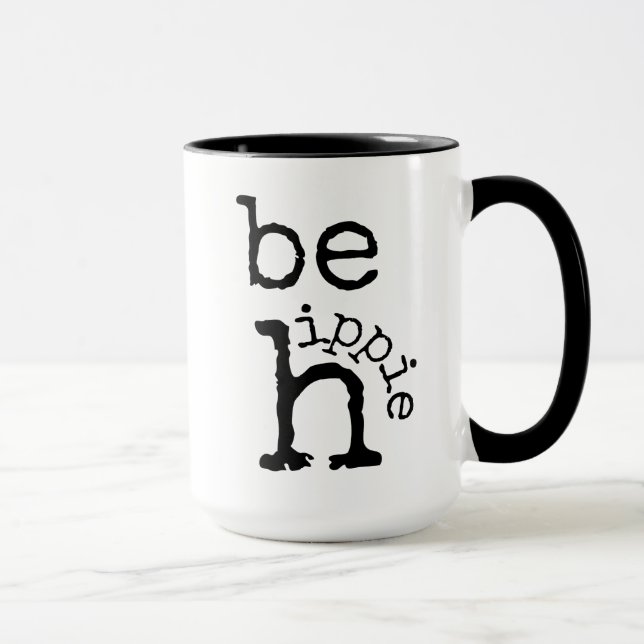 Taza Hippie, Boho, blanco negro, tazón de café (Derecha)