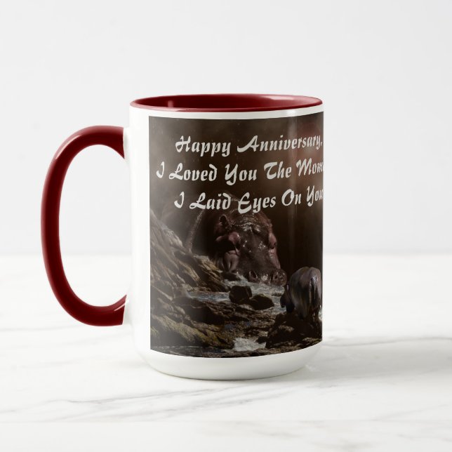 Taza Hippo Feliz Aniversario Diseño, (Izquierda)