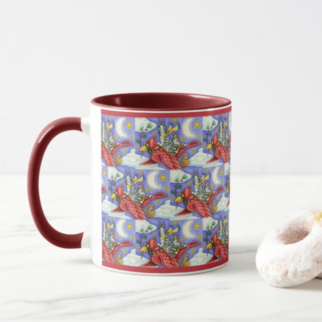 TAZA HISS N' FITZ FUNNY GATOS, CARDINAL DE NAVIDADES GI (Con donut)