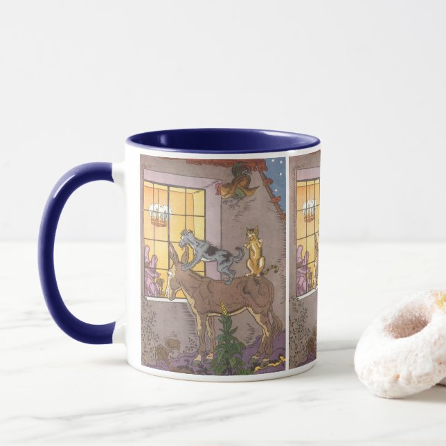 Taza Historia de hadas de cosecha, músicos de Bremen, H (Con donut)