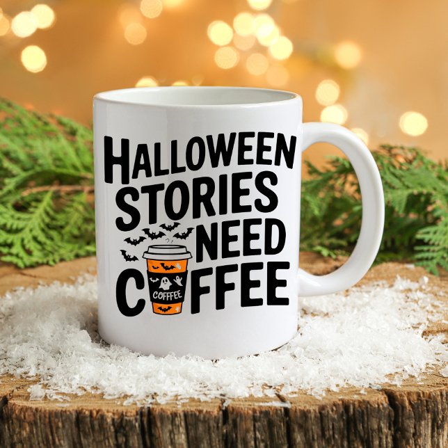 Taza Historias divertidas de Halloween necesitan café p (Subido por el creador)