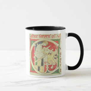 Taza Historiated rubrica "C" que representa a un monje